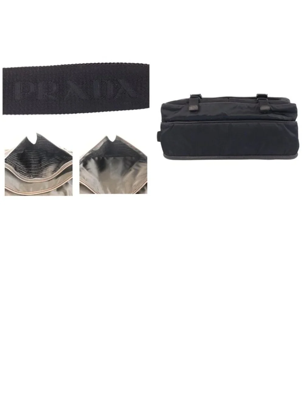 Prada Tessuto Black Silver Nylon Shoulder Bag